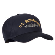 US Submarine Logo Embroidered Solid Cotton Pro Style Cap