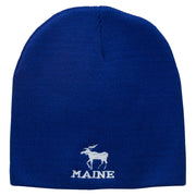 Maine State Moose Embroidered Short Beanie