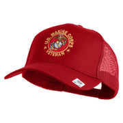 US Marine Corps Veteran Emblem Embroidered Solid Cotton Twill Mesh Prostyle Cap - Red OSFM