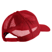 US Marine Corps Veteran Emblem Embroidered Solid Cotton Twill Mesh Prostyle Cap - Red OSFM