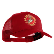 US Marine Corps Veteran Emblem Embroidered Solid Cotton Twill Mesh Prostyle Cap - Red OSFM