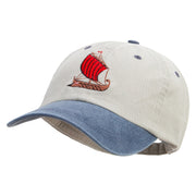 Argo Boat Embroidered Pigment Dyed Wash Cap - Beige-Navy OSFM