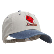 Argo Boat Embroidered Pigment Dyed Wash Cap - Beige-Navy OSFM