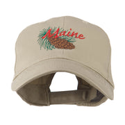 USA State Flower Maine Pine Cone and Tassel Embroidered Cap