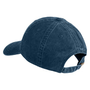 Simple Bearded Dragon Embroidered Washed Solid Pigment Dyed Cotton Twill Brass Buckle Cap - Navy OSFM