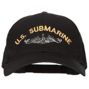 US Submarine Logo Embroidered Solid Cotton Pro Style Cap