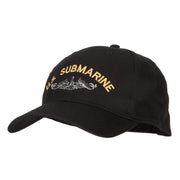 US Submarine Logo Embroidered Solid Cotton Pro Style Cap