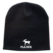 Maine State Moose Embroidered Short Beanie