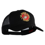 US Marine Corps Veteran Emblem Embroidered Solid Cotton Twill Mesh Prostyle Cap - Black OSFM