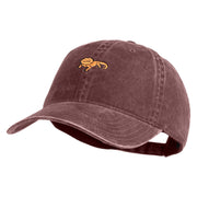 Simple Bearded Dragon Embroidered Washed Solid Pigment Dyed Cotton Twill Brass Buckle Cap - Maroon OSFM