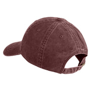 Simple Bearded Dragon Embroidered Washed Solid Pigment Dyed Cotton Twill Brass Buckle Cap - Maroon OSFM
