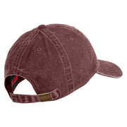 Simple Bearded Dragon Embroidered Washed Solid Pigment Dyed Cotton Twill Brass Buckle Cap - Maroon OSFM