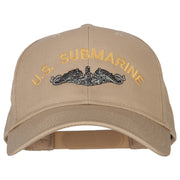 US Submarine Logo Embroidered Solid Cotton Pro Style Cap