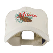 USA State Flower Maine Pine Cone and Tassel Embroidered Cap