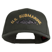 US Submarine Logo Embroidered Solid Cotton Twill Pro Style Cap - Charcoal OSFM