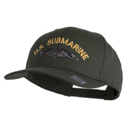 US Submarine Logo Embroidered Solid Cotton Twill Pro Style Cap - Charcoal OSFM