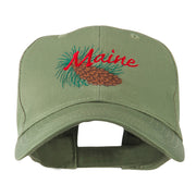 USA State Flower Maine Pine Cone and Tassel Embroidered Cap