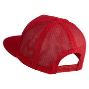 Mario World Logo Circle Patched 5 Panel Mesh Trucker Snapback Cap - Red OSFM