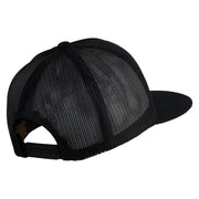 Mario World Logo Circle Patched 5 Panel Mesh Trucker Snapback Cap - Black OSFM