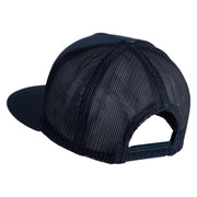 Mario World Logo Circle Patched 5 Panel Mesh Trucker Snapback Cap - Navy OSFM