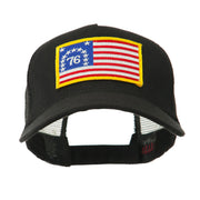 5 Panel Mesh American Flag Gold Patch Cap