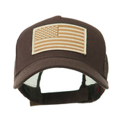 5 Panel Mesh American Flag Gold Patch Cap