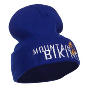 Mountain Biking Embroidered Long Beanie