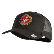 US Marine Corps Retired Emblem Embroidered Solid Cotton Twill Mesh Prostyle Cap - Charcoal OSFM