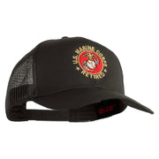 US Marine Corps Retired Emblem Embroidered Solid Cotton Twill Mesh Prostyle Cap - Charcoal OSFM