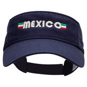 Mexico Banner Embroidered Pro Style Cotton Twill Washed Visor