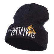 Mountain Biking Embroidered Long Beanie