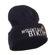 Mountain Biking Embroidered Long Beanie