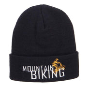 Mountain Biking Embroidered Long Beanie