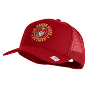 US Marine Corps Retired Emblem Embroidered Solid Cotton Twill Mesh Prostyle Cap - Red OSFM
