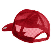 US Marine Corps Retired Emblem Embroidered Solid Cotton Twill Mesh Prostyle Cap - Red OSFM