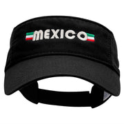 Mexico Banner Embroidered Pro Style Cotton Twill Washed Visor