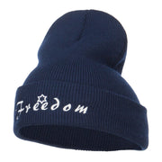 Freedom Embroidered Long Beanie