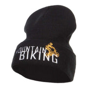 Mountain Biking Embroidered Long Beanie