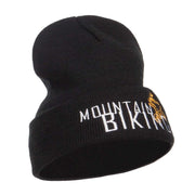 Mountain Biking Embroidered Long Beanie