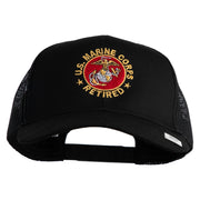 US Marine Corps Retired Emblem Embroidered Solid Cotton Twill Mesh Prostyle Cap - Black OSFM