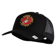 US Marine Corps Retired Emblem Embroidered Solid Cotton Twill Mesh Prostyle Cap - Black OSFM