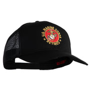 US Marine Corps Retired Emblem Embroidered Solid Cotton Twill Mesh Prostyle Cap - Black OSFM