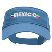 Mexico Banner Embroidered Pro Style Cotton Twill Washed Visor