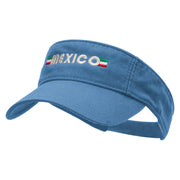 Mexico Banner Embroidered Pro Style Cotton Twill Washed Visor