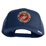 US Marine Corps Retired Emblem Embroidered Solid Cotton Twill Mesh Prostyle Cap - Navy OSFM