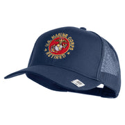 US Marine Corps Retired Emblem Embroidered Solid Cotton Twill Mesh Prostyle Cap - Navy OSFM