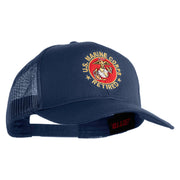US Marine Corps Retired Emblem Embroidered Solid Cotton Twill Mesh Prostyle Cap - Navy OSFM