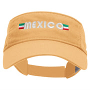 Mexico Banner Embroidered Pro Style Cotton Twill Washed Visor