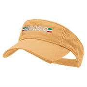 Mexico Banner Embroidered Pro Style Cotton Twill Washed Visor