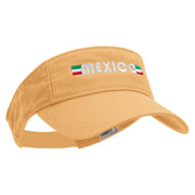 Mexico Banner Embroidered Pro Style Cotton Twill Washed Visor